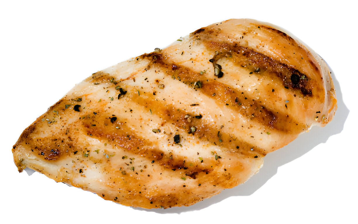 Grilled chicken breast slice with seasoning