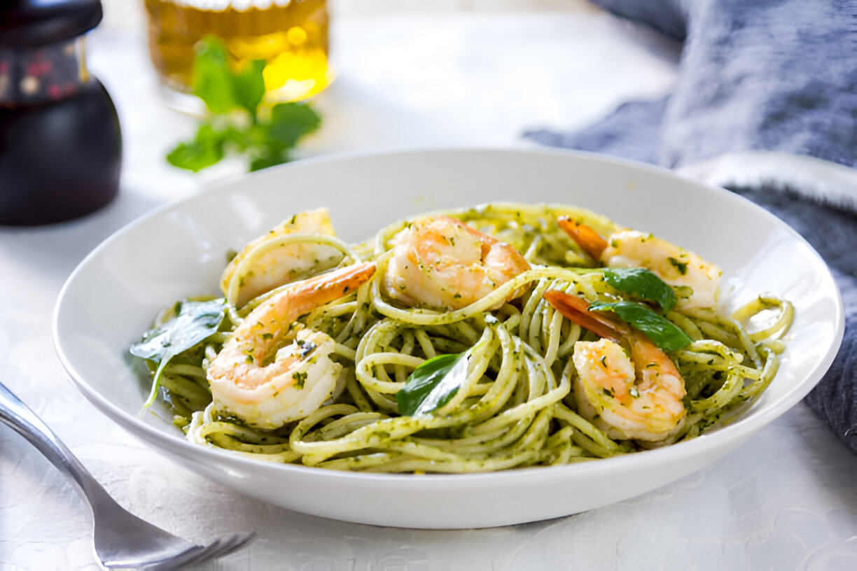 shrimp pesto pasta