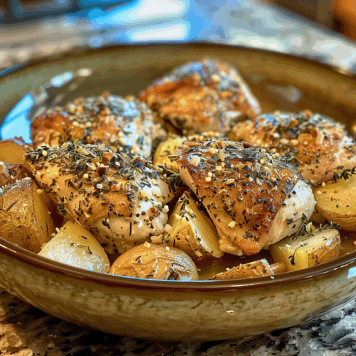 Slow Cooked Garlic Parmesan Chicken and Potatoes taken with iphone 15 pro max --iw 2 --ar 4:5 --v 6.0 --raw