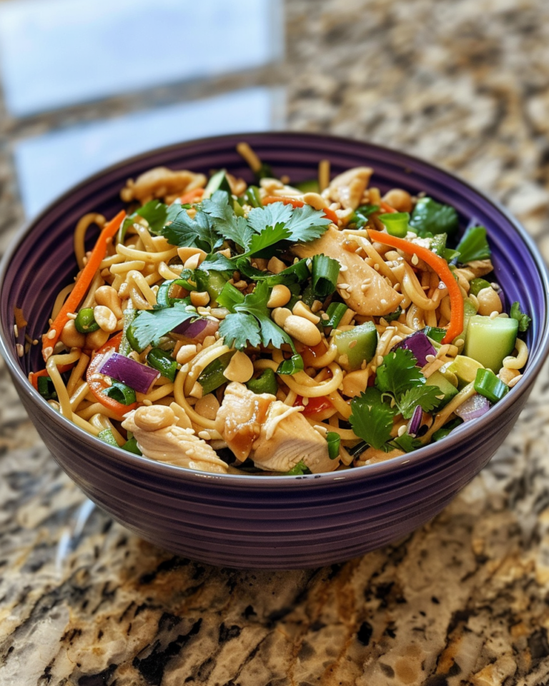 Asian Chicken Noodle Salad taken with iphone 15 pro max --iw 2 --ar 4:5 --v 6.0 --raw