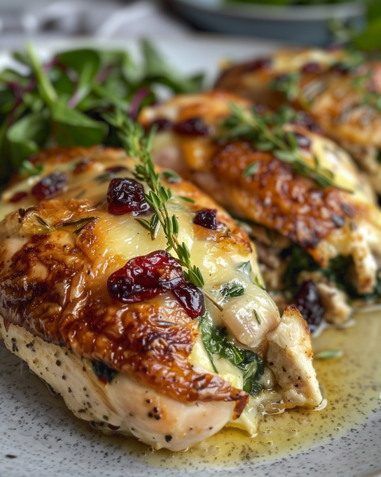Cranberry & Spinach Stuffed Chicken Breasts With Brie taken with iphone 15 pro max --iw 2 --ar 4:5 --v 6.0 --raw
