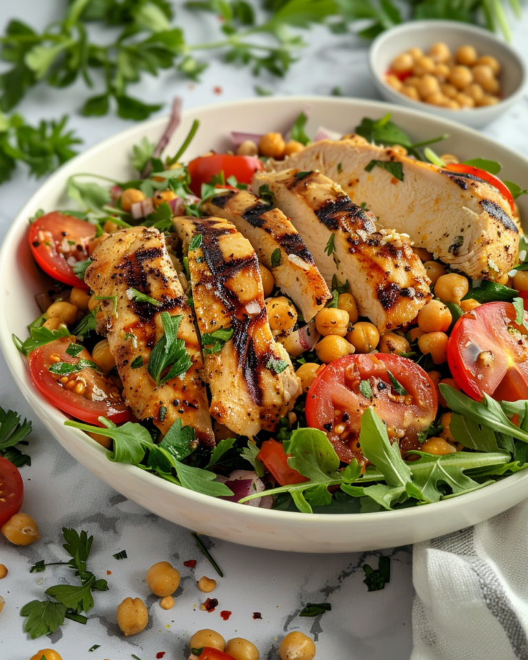 Grilled Chicken Chickpea Salad taken with iphone 15 pro max --iw 2 --ar 4:5 --v 6.0 --raw