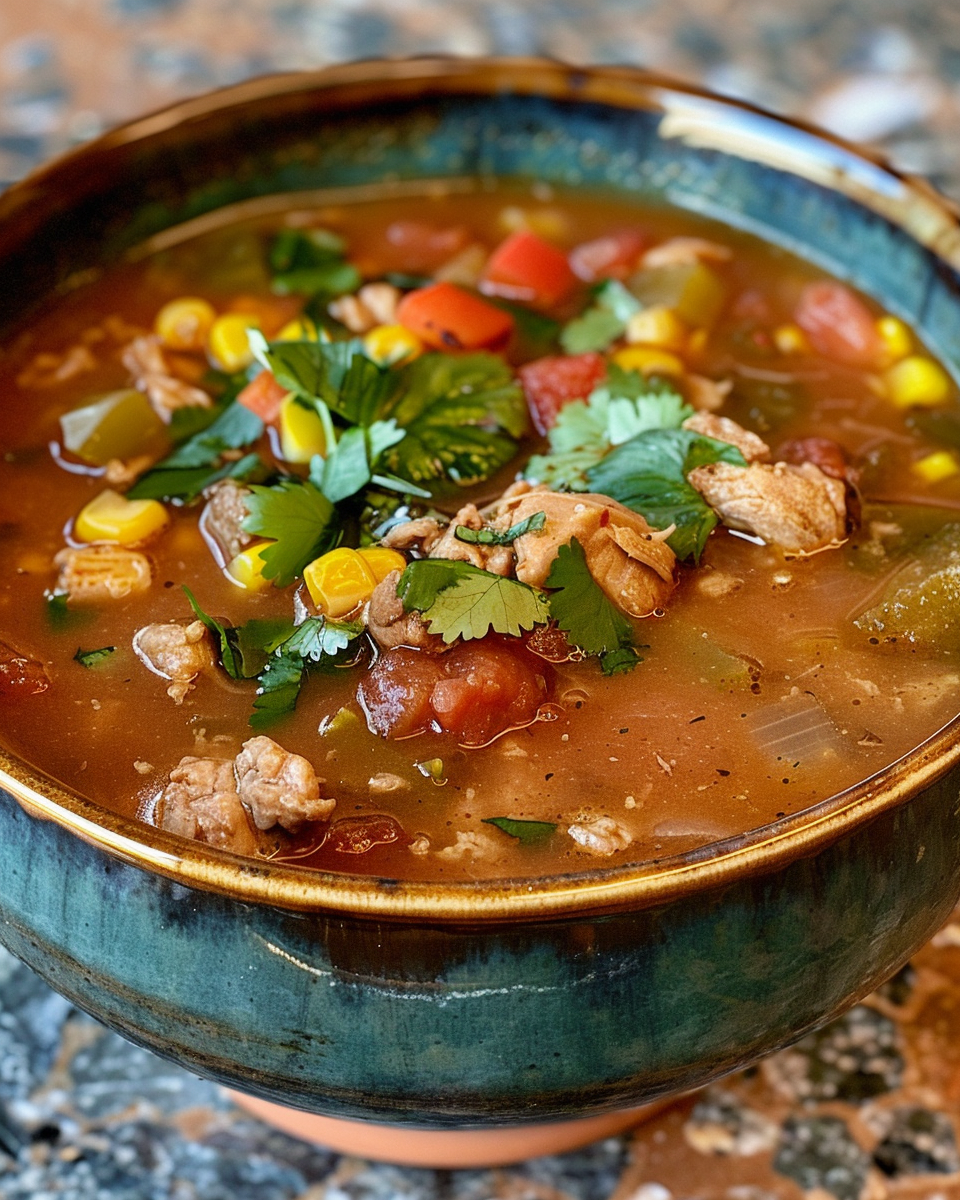 High-Protein Tex-Mex Chicken Soup taken with iphone 15 pro max --iw 2 --ar 4:5 --v 6.0 --raw