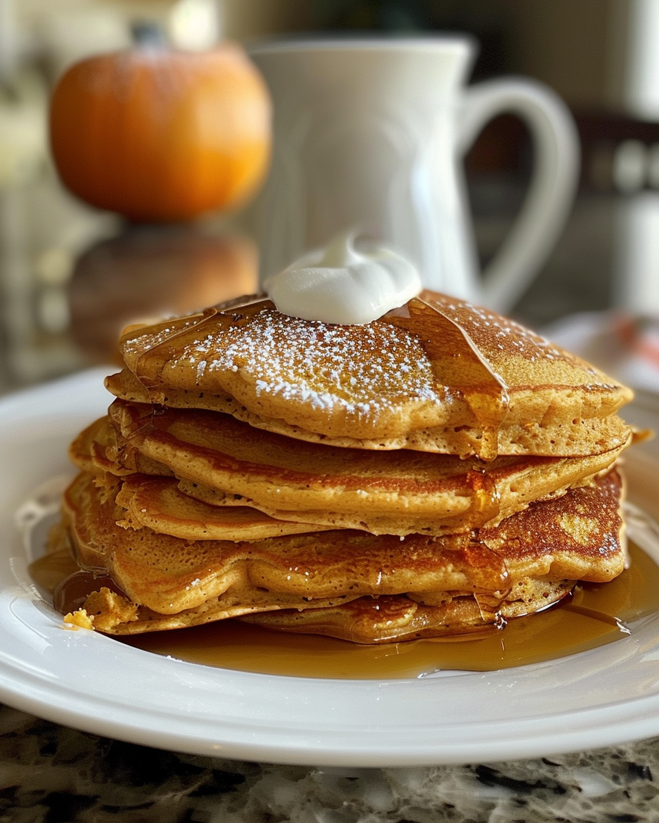 Light And Fluffy Pumpkin Pancakes taken with iphone 15 pro max --iw 2 --ar 4:5 --v 6.0 --raw