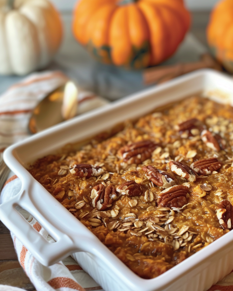 Make-Ahead Pumpkin Baked Oatmeal taken with iphone 15 pro max --iw 2 --ar 4:5 --v 6.0 --raw