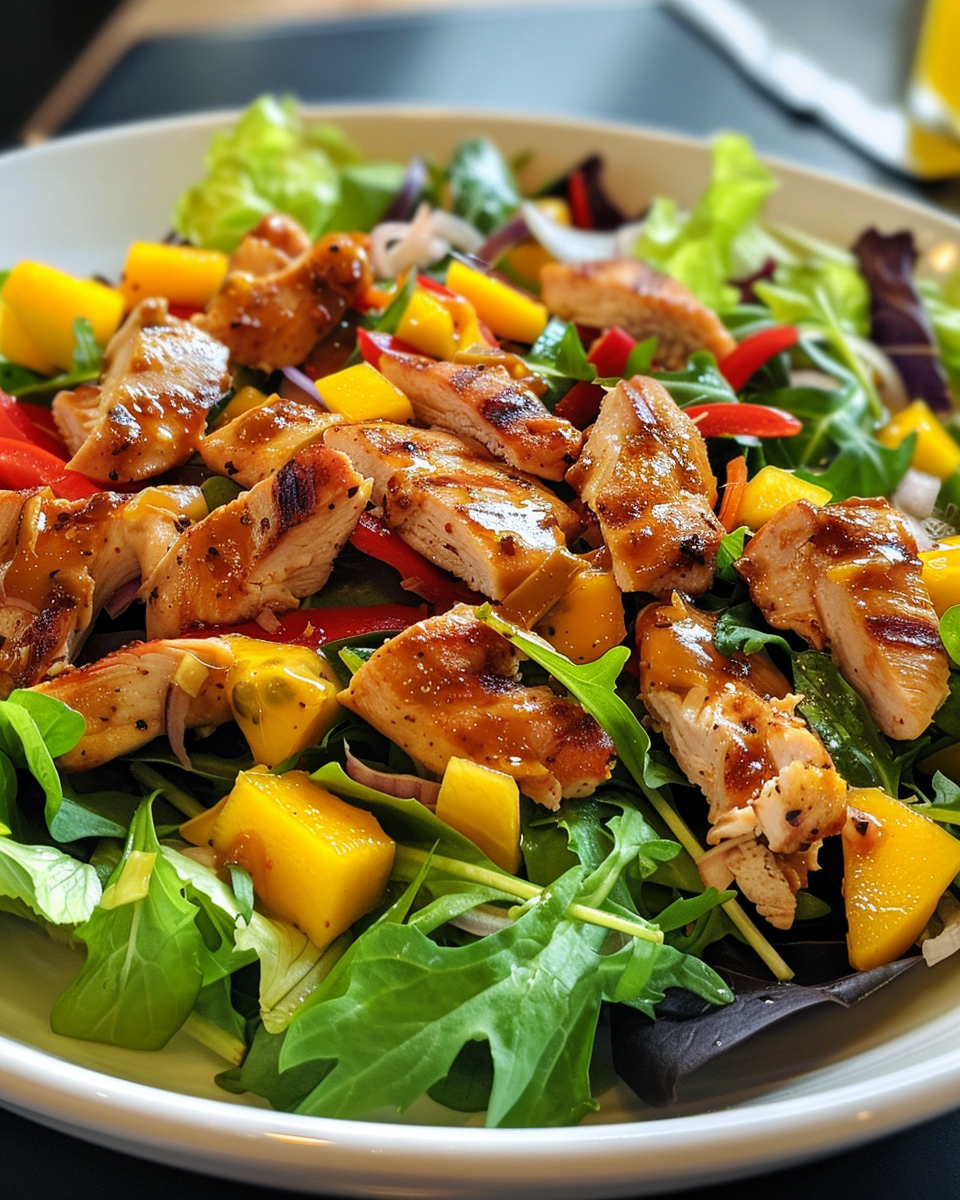 Mango Chicken Salad taken with iphone 15 pro max --iw 2 --ar 4:5 --v 6.0 --raw