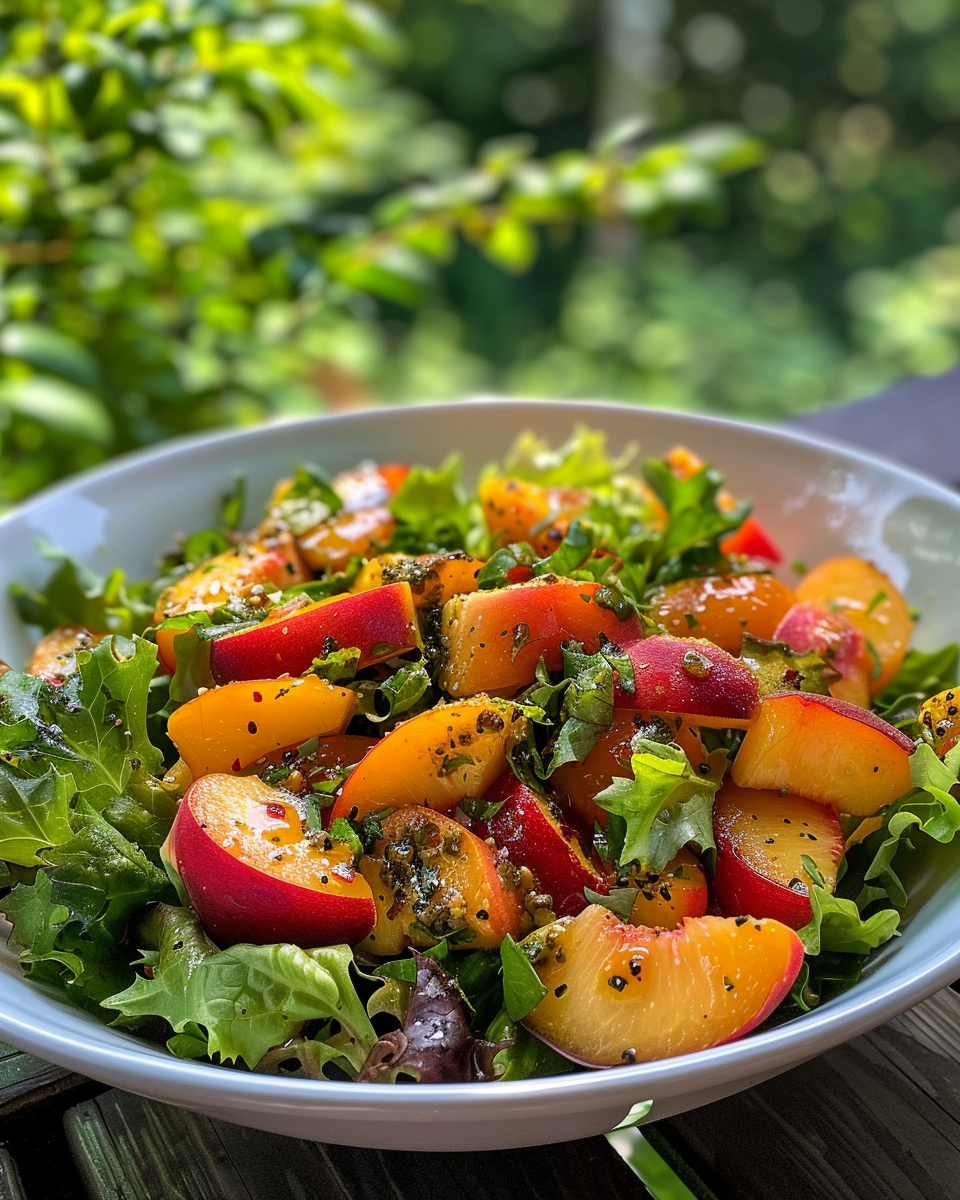 Peach Salad taken with iphone 15 pro max --iw 2 --ar 4:5 --v 6.0 --raw