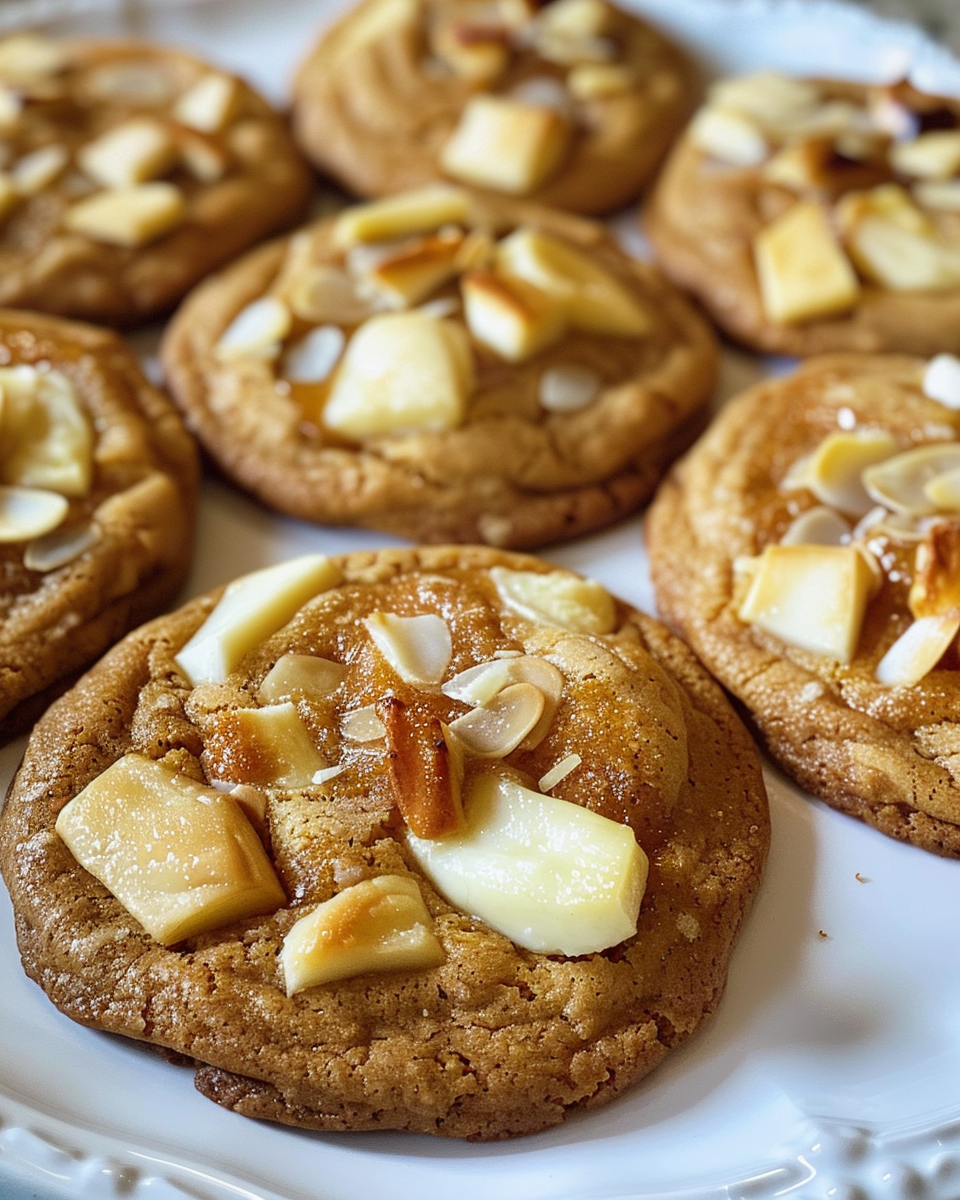 Soft pumpkin pie cookies with crunchy sugar topping on serving plate