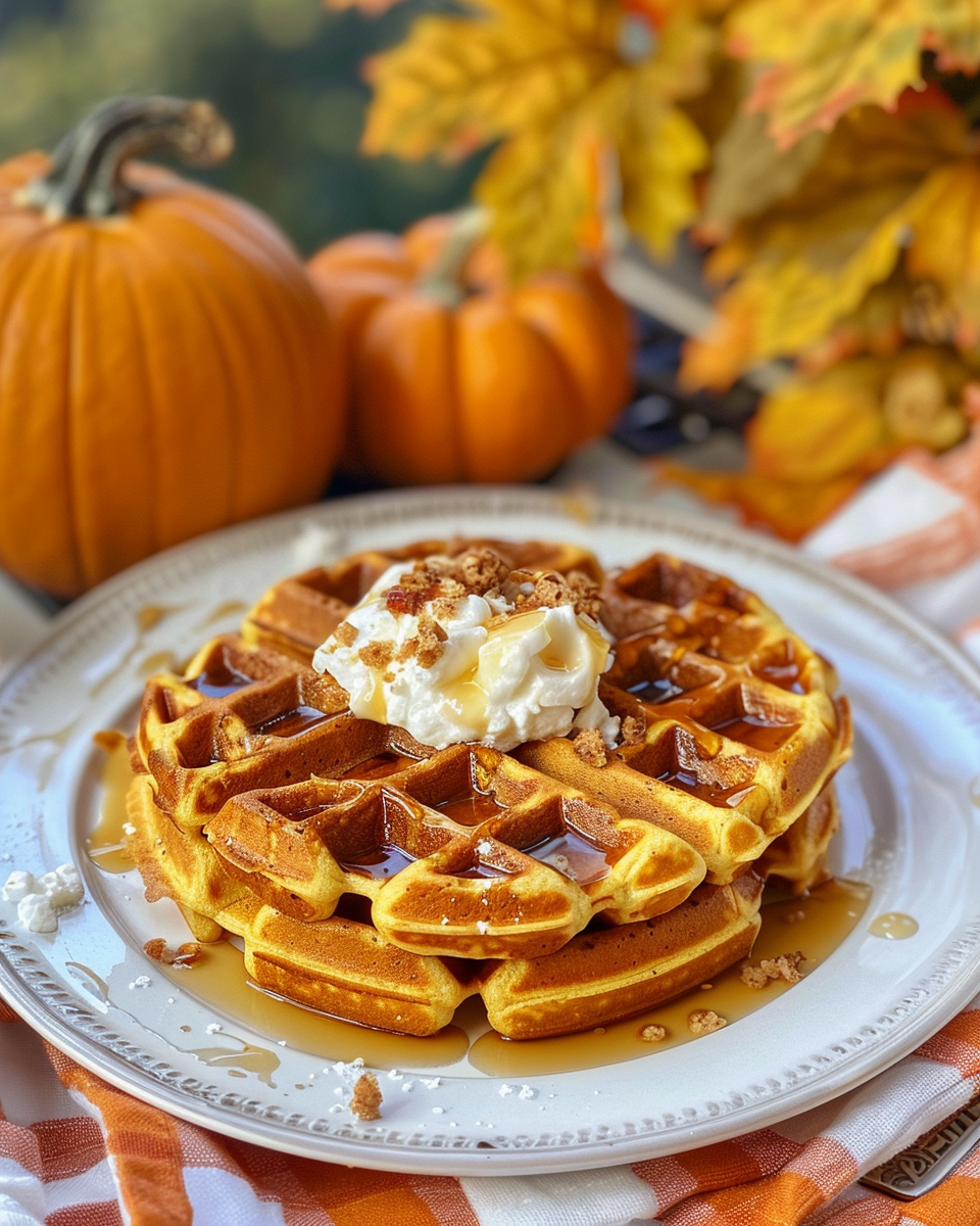 Pumpkin Waffles With Pancake Mix taken with iphone 15 pro max --iw 2 --ar 4:5 --v 6.0 --raw