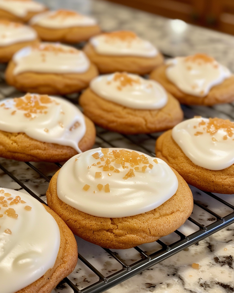 Soft Pumpkin Cookies With Cream Cheese Icing taken with iphone 15 pro max --iw 2 --ar 4:5 --v 6.0 --raw