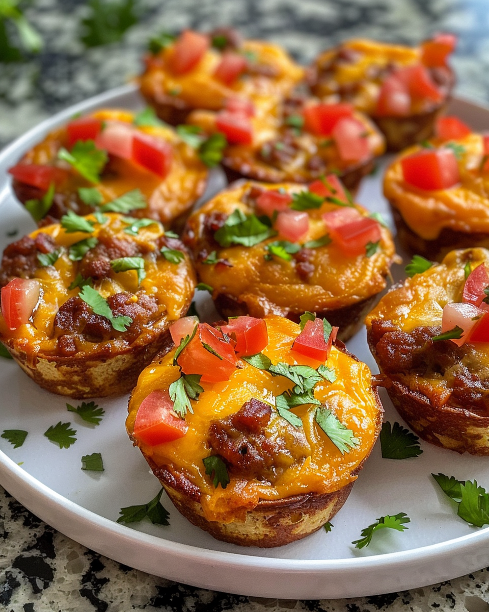 Final Tex-Mex sausage corn muffins on a plate with cheese melted