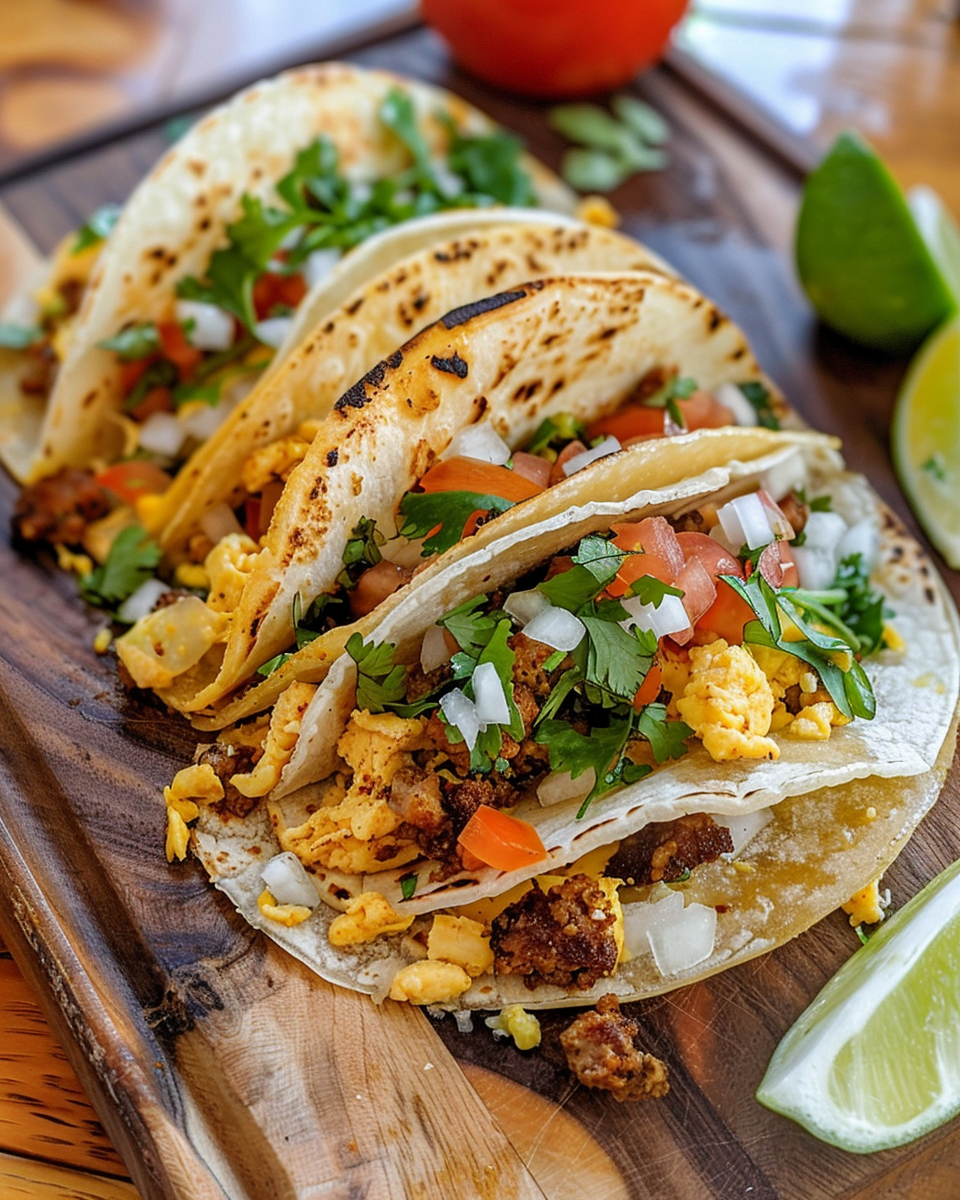 Tex-Mex Breakfast Tacos taken with iphone 15 pro max --iw 2 --ar 4:5 --v 6.0 --raw