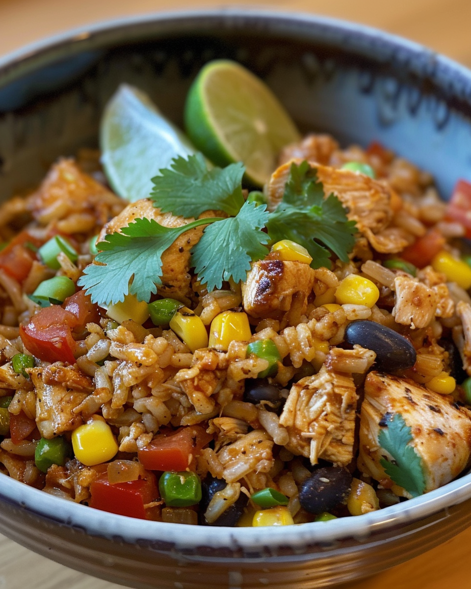 Tex-Mex Chicken And Rice taken with iphone 15 pro max --iw 2 --ar 4:5 --v 6.0 --raw
