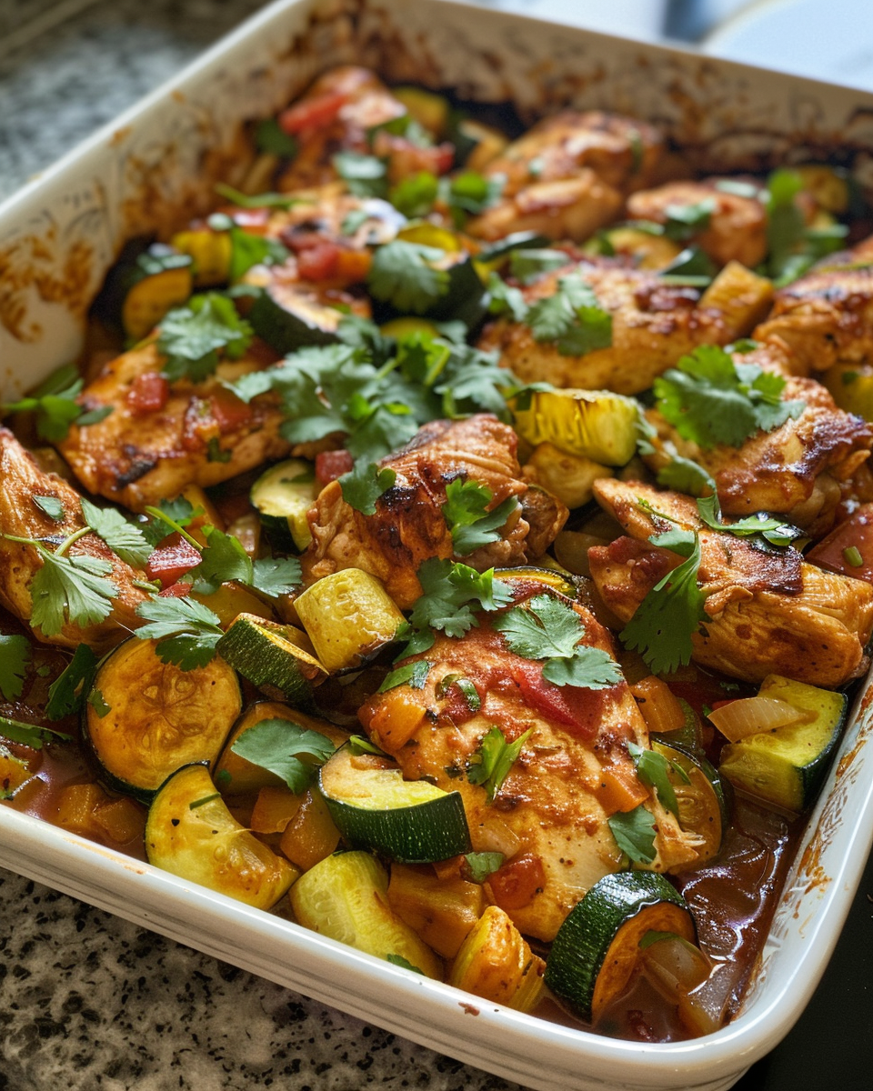 Ingredients laid out for Tex Mex chicken and zucchini skillet meal