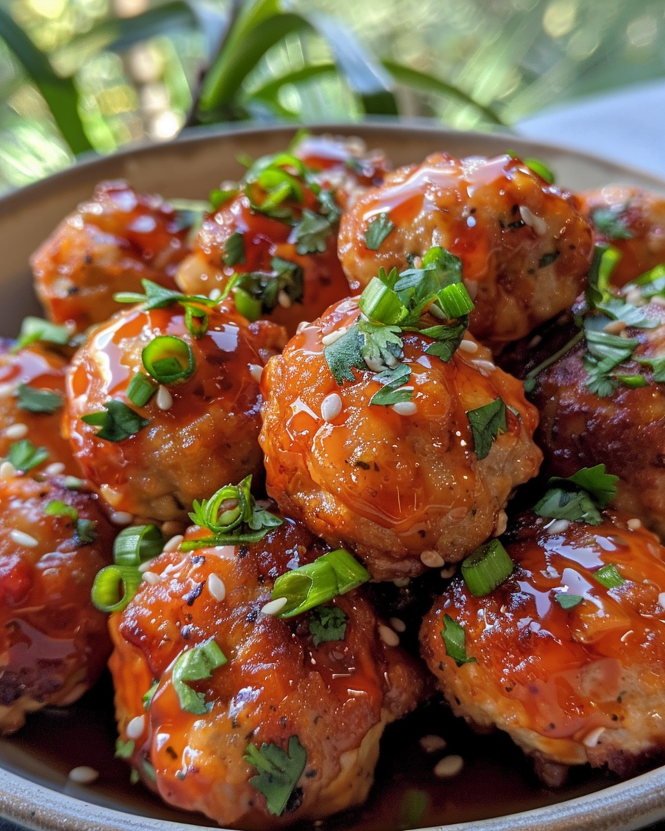 Cooked Tex-Mex chicken meatballs ready to serve with cheese topping