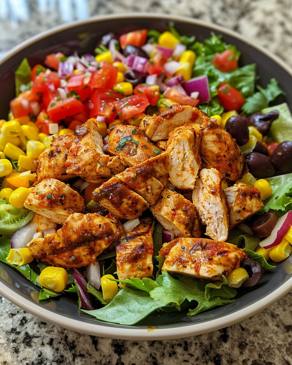 Tex Mex Chicken Salad taken with iphone 15 pro max --iw 2 --ar 4:5 --v 6.0 --raw