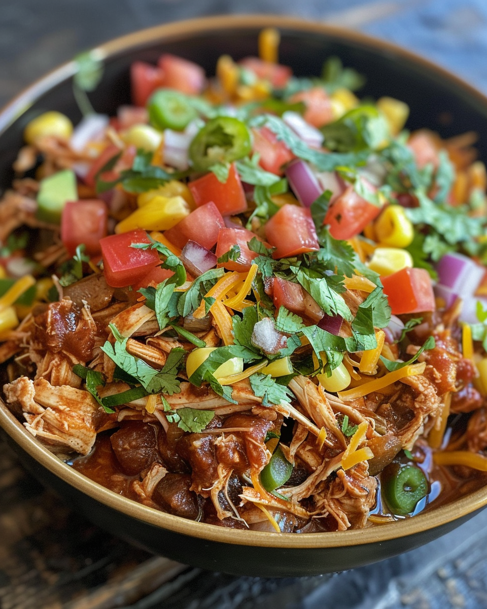 Tex-Mex Pulled Chicken taken with iphone 15 pro max --iw 2 --ar 4:5 --v 6.0 --raw