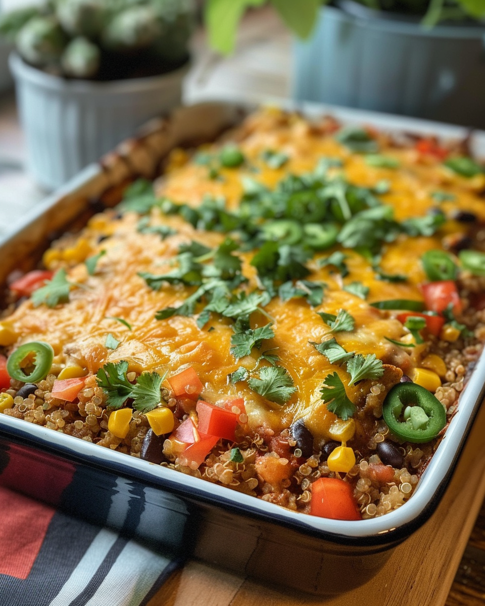 Tex-Mex Quinoa Bake taken with iphone 15 pro max --iw 2 --ar 4:5 --v 6.0 --raw