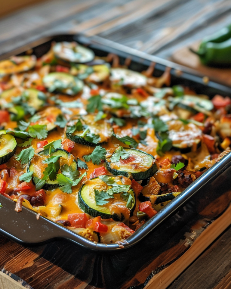 Tex-Mex Zucchini Bake taken with iphone 15 pro max --iw 2 --ar 4:5 --v 6.0 --raw