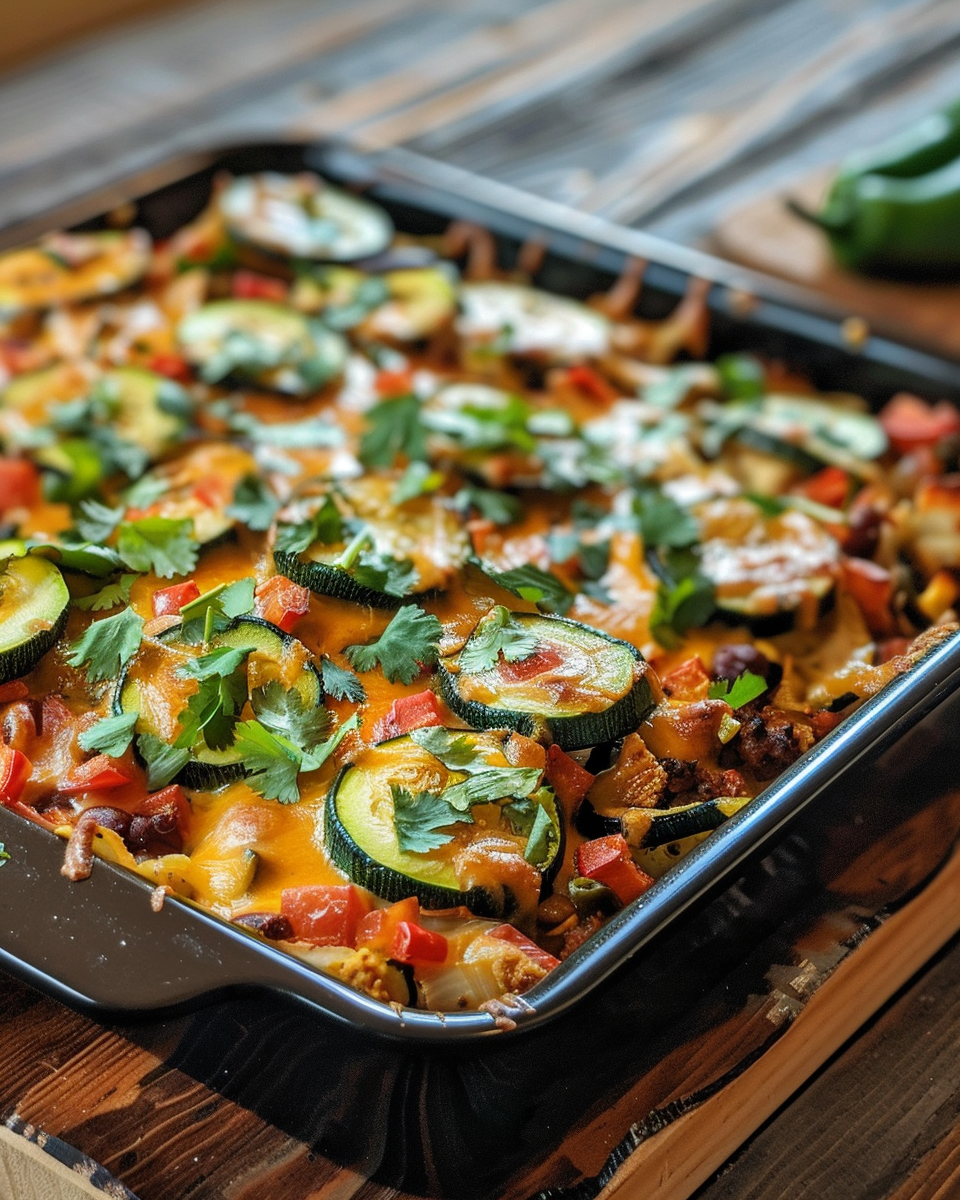 Tex-Mex Zucchini Bake taken with iphone 15 pro max --iw 2 --ar 4:5 --v 6.0 --raw