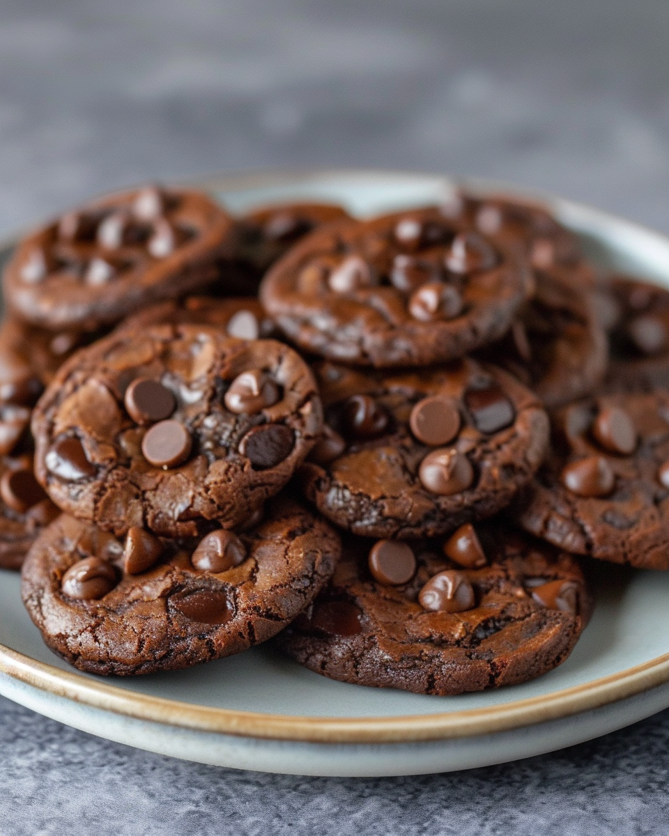 Freshly baked pressure cooker chocolate cookies cooling on wire rack