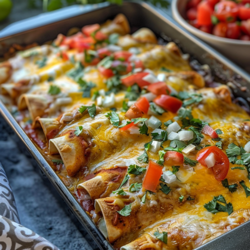 Weeknight Tex-Mex Chicken Enchiladas taken with iphone 15 pro max --iw 2 --ar 4:5 --v 6.0 --raw