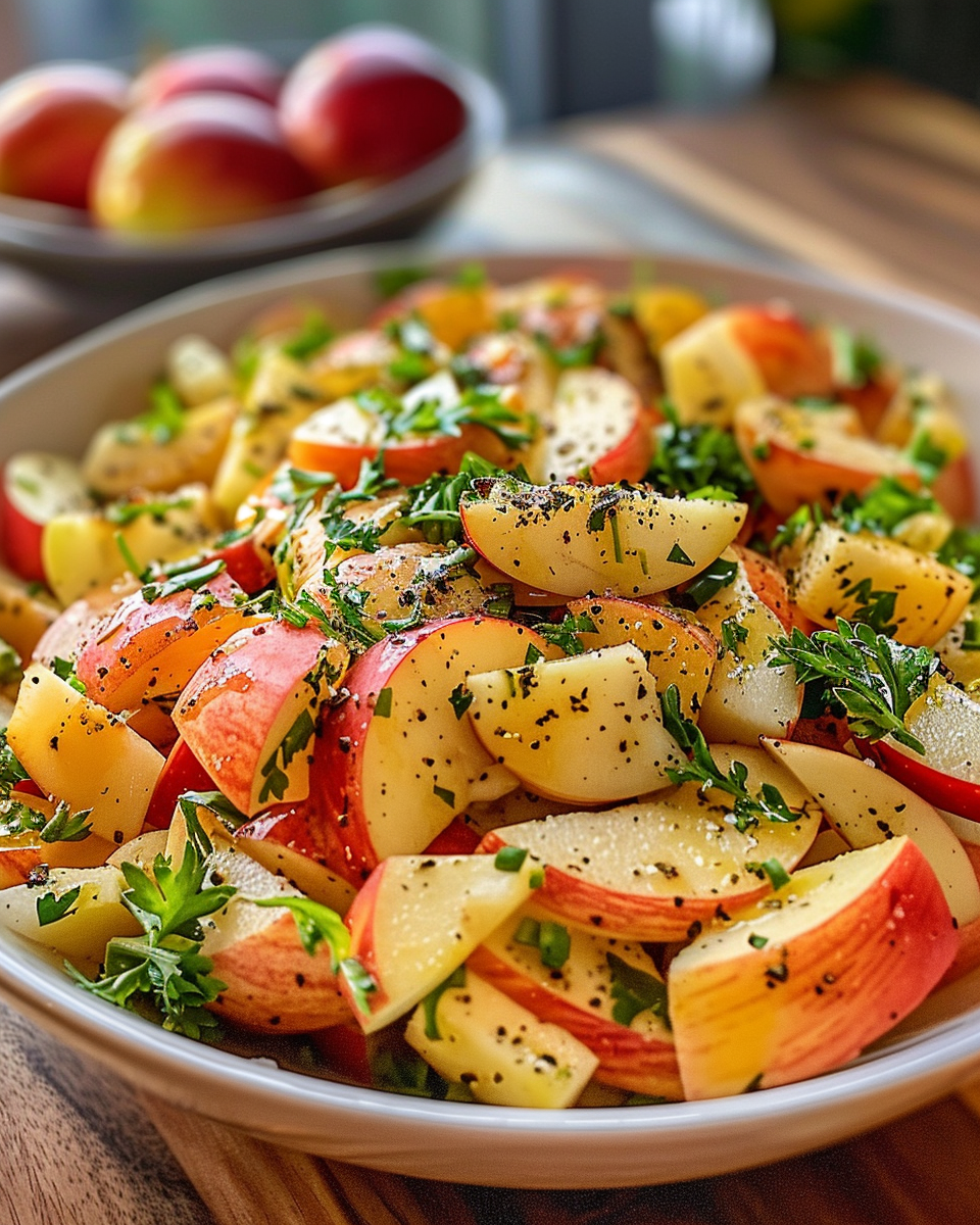 Ingredients prepped and arranged for pressure cooker apple salad recipe