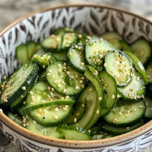 Asian Cucumber Salad taken with iphone 15 pro max --iw 2 --ar 4:5 --v 6.0 --raw