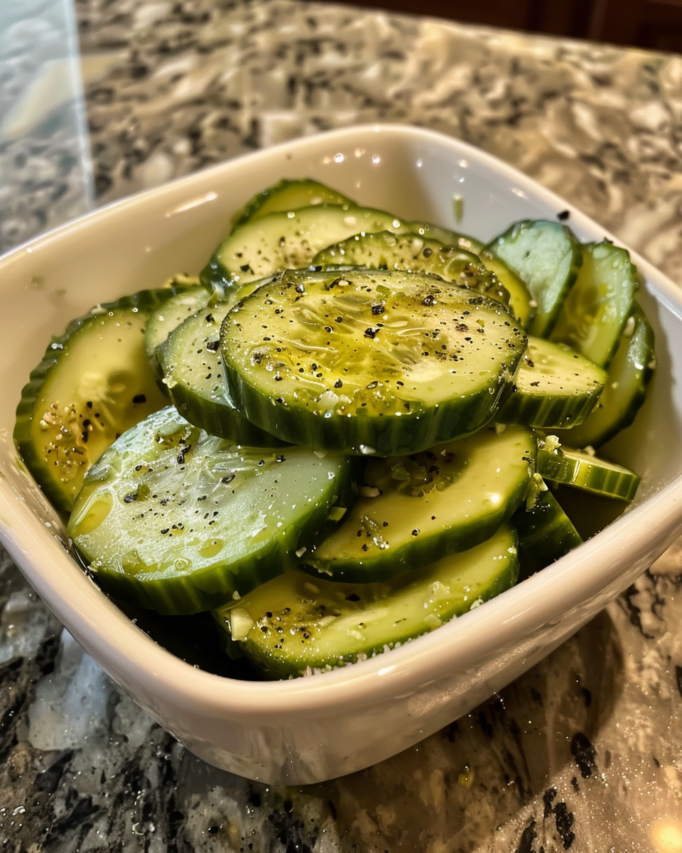 Ingredients laid out for vinegar cucumber salad