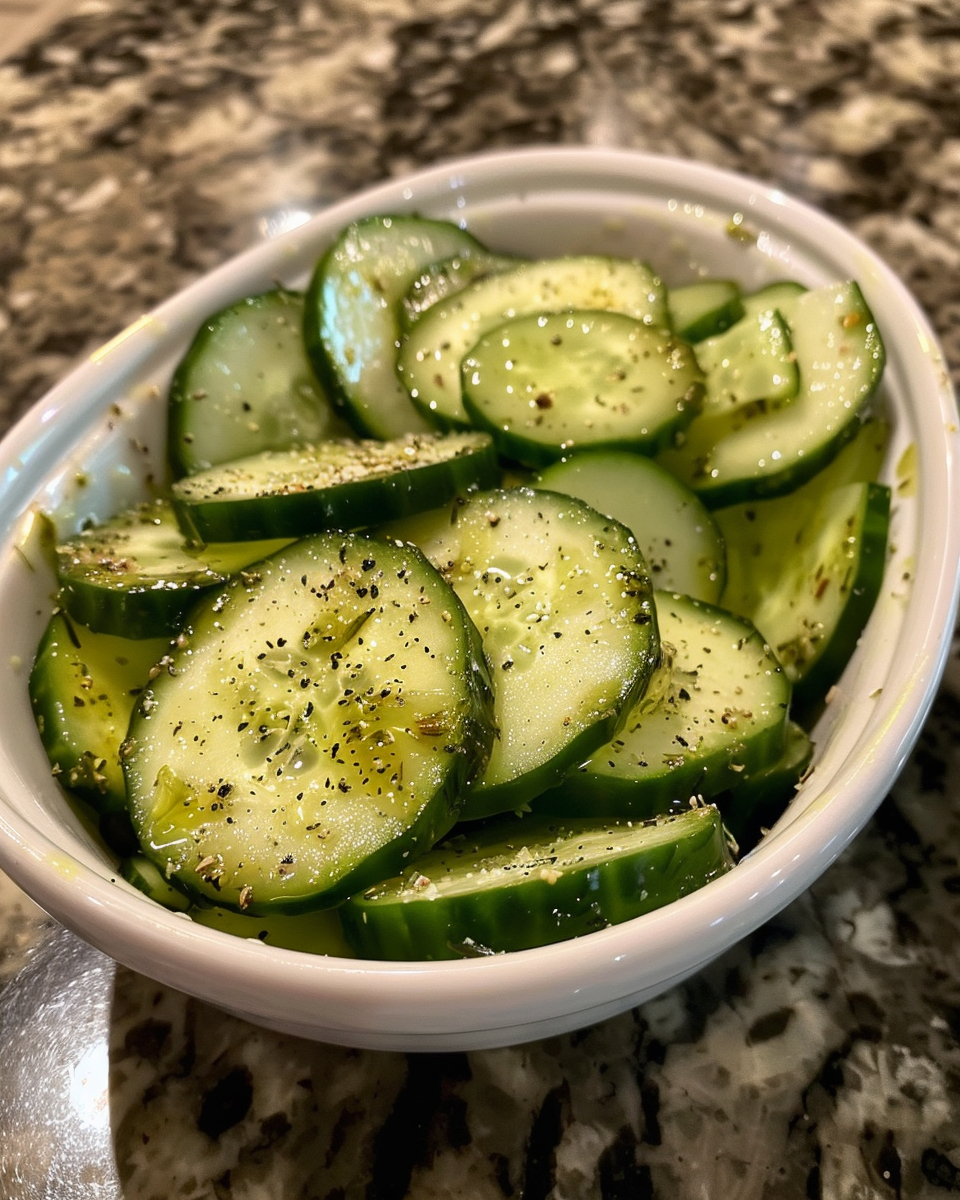 Final cucumber salad served fresh and vibrant