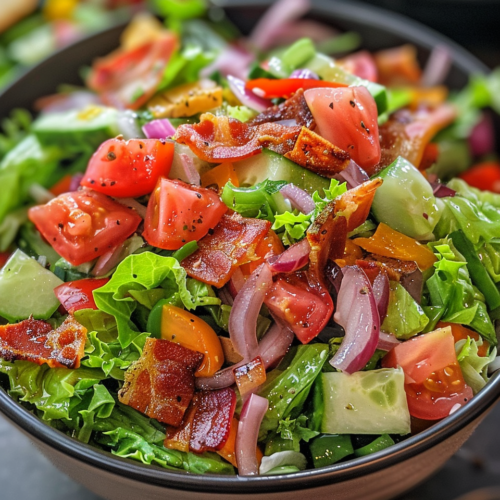 Blt Chopped Salad taken with iphone 15 pro max --iw 2 --ar 4:5 --v 6.0 --raw