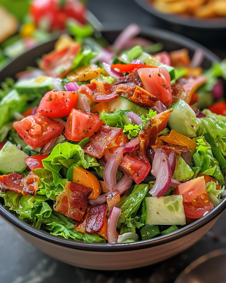 Blt Chopped Salad taken with iphone 15 pro max --iw 2 --ar 4:5 --v 6.0 --raw
