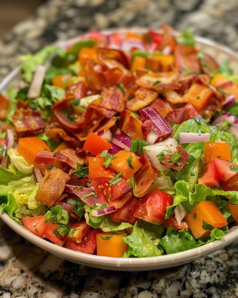 Blt Chopped Salad taken with iphone 15 pro max --iw 2 --ar 4:5 --v 6.0 --raw
