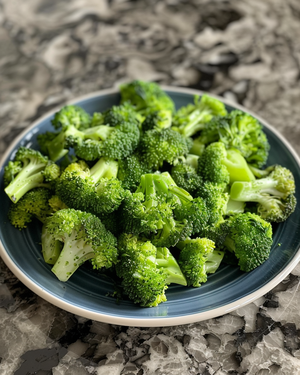 Freshly tossed broccoli salad ready to serve