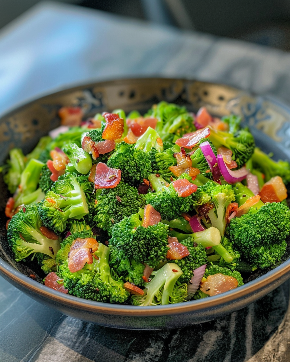 Broccoli Salad With Bacon taken with iphone 15 pro max --iw 2 --ar 4:5 --v 6.0 --raw