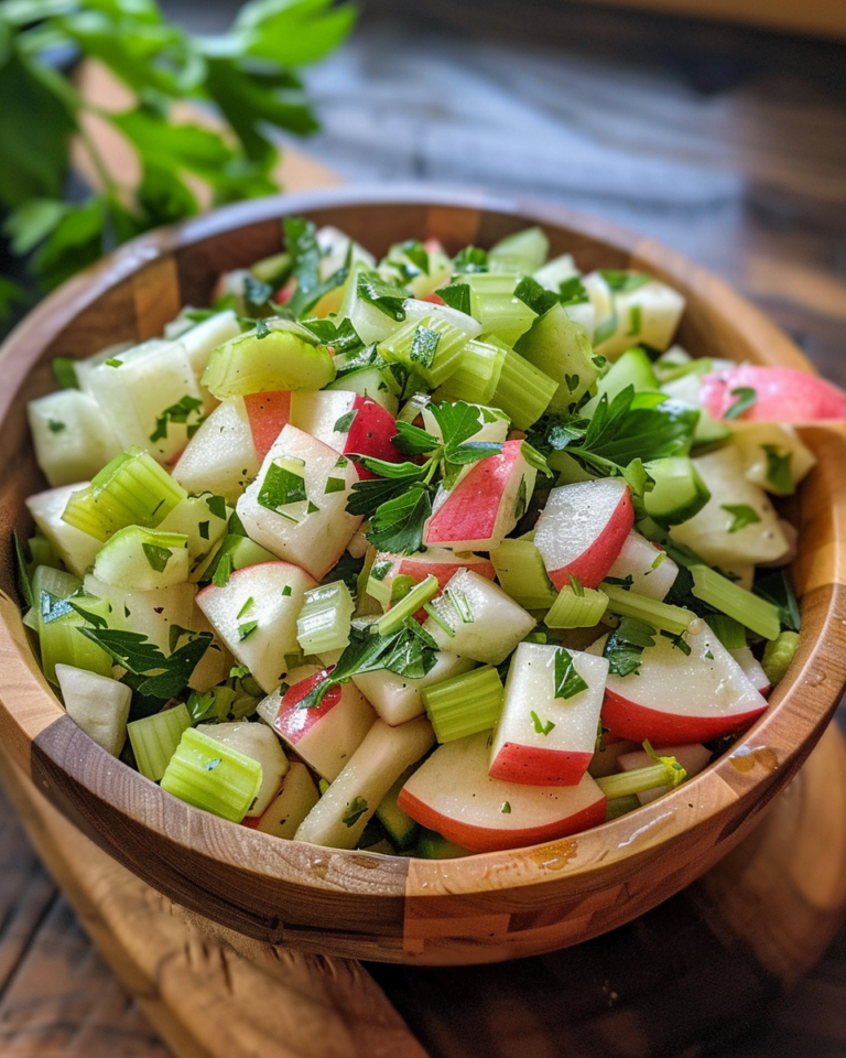 & Celery Apple Salad taken with iphone 15 pro max --iw 2 --ar 4:5 --v 6.0 --raw