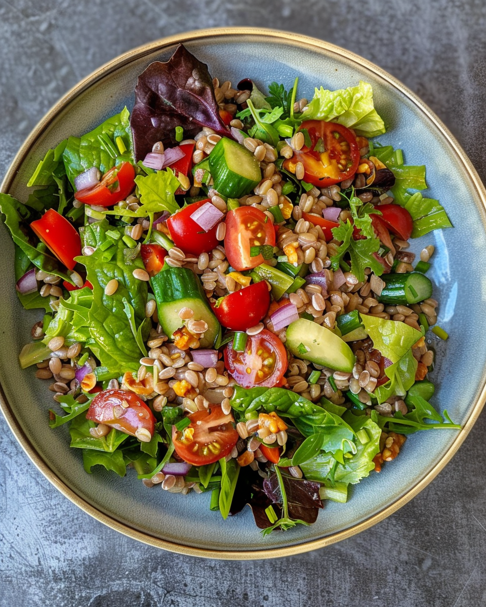 Ingredients for Charlie Bird Farro Salad in pressure cooker