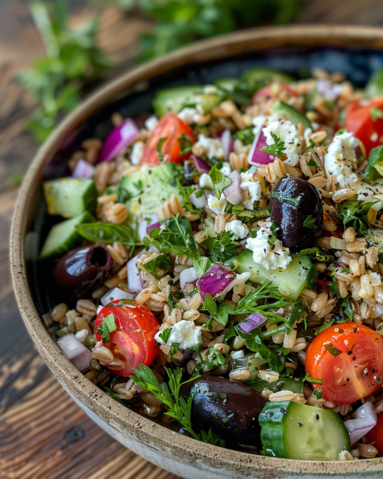 Chopped Greek Salad With Farro taken with iphone 15 pro max --iw 2 --ar 4:5 --v 6.0 --raw