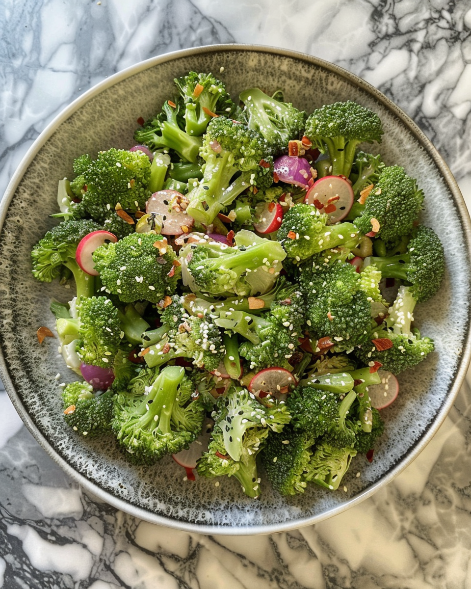 Classic broccoli salad fresh and vibrant in a bowl