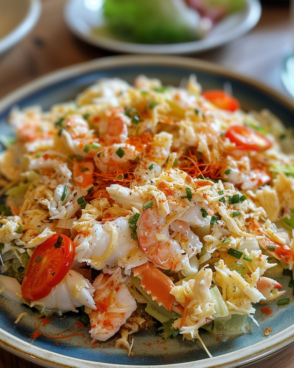 Crab Salad taken with iphone 15 pro max --iw 2 --ar 4:5 --v 6.0 --raw