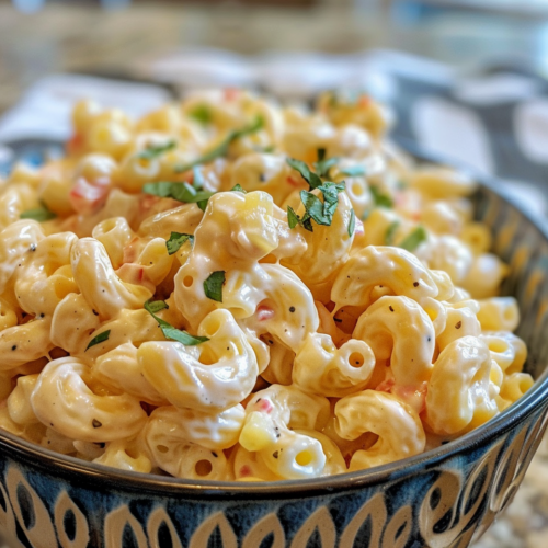 Creamy Macaroni Salad With Cheese/Cold taken with iphone 15 pro max --iw 2 --ar 4:5 --v 6.0 --raw