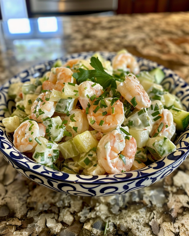 Creamy Shrimp & Cucumber Salad taken with iphone 15 pro max --iw 2 --ar 4:5 --v 6.0 --raw