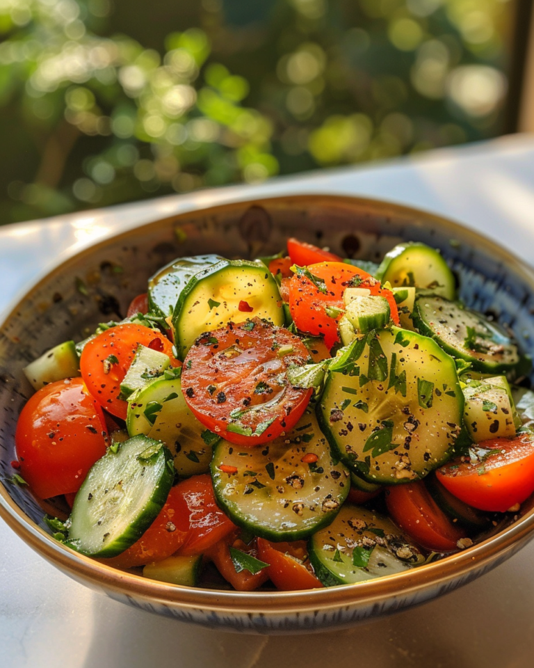 Cucumber & Tomato Salad taken with iphone 15 pro max --iw 2 --ar 4:5 --v 6.0 --raw