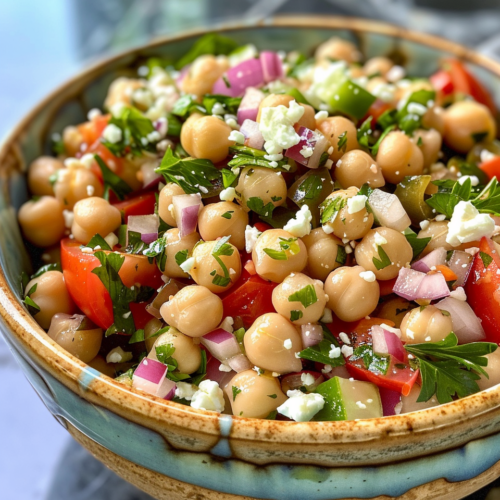 Feta Garbanzo Bean Salad taken with iphone 15 pro max --iw 2 --ar 4:5 --v 6.0 --raw