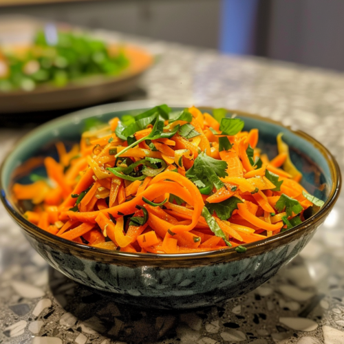 Fresh Ginger Carrot Salad taken with iphone 15 pro max --iw 2 --ar 4:5 --v 6.0 --raw