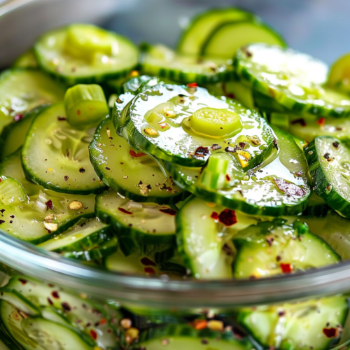 Fresh Pickled Cucumber Salad taken with iphone 15 pro max --iw 2 --ar 4:5 --v 6.0 --raw