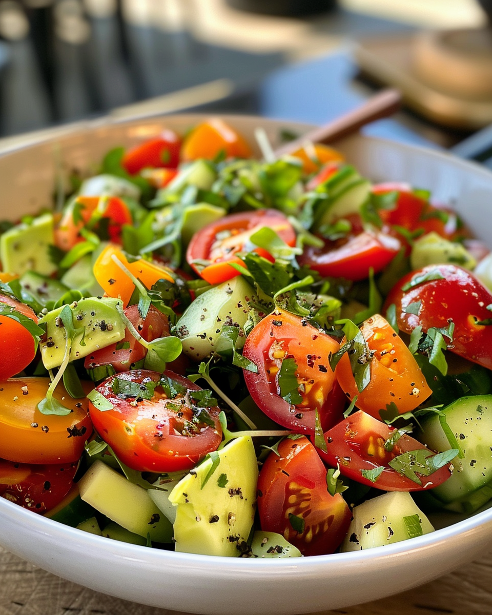 Finished green bean salad served fresh in a bowl ready to serve
