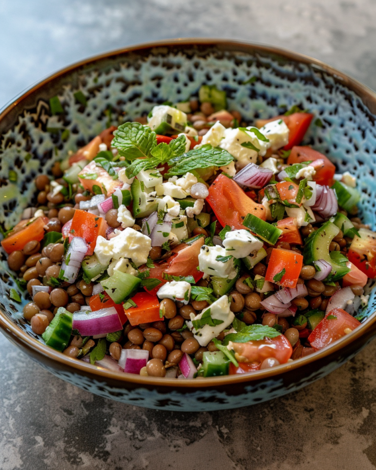 Greek Lentil Salad taken with iphone 15 pro max --iw 2 --ar 4:5 --v 6.0 --raw