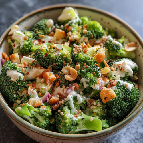 Greek Yogurt Broccoli Salad taken with iphone 15 pro max --iw 2 --ar 4:5 --v 6.0 --raw