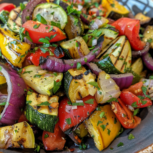Grilled Vegetable Salad taken with iphone 15 pro max --iw 2 --ar 4:5 --v 6.0 --raw